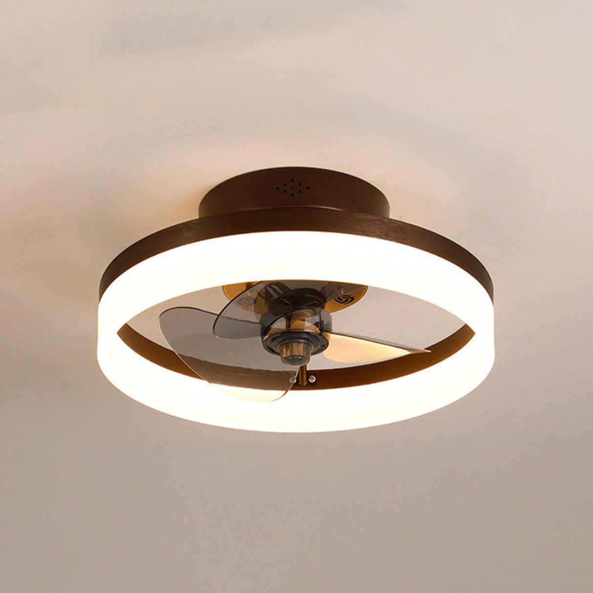 Modern Ring Hidden Blades LED Ceiling Fan with Light Image - 19
