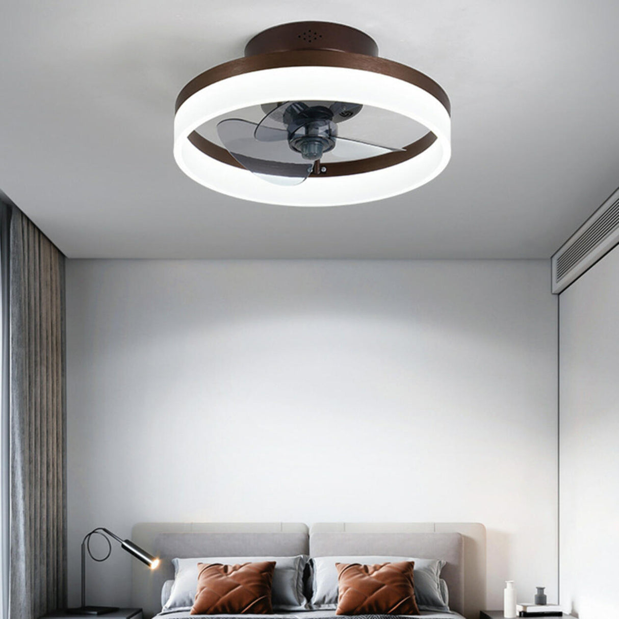 Modern Ring Hidden Blades LED Ceiling Fan with Light Image - 20