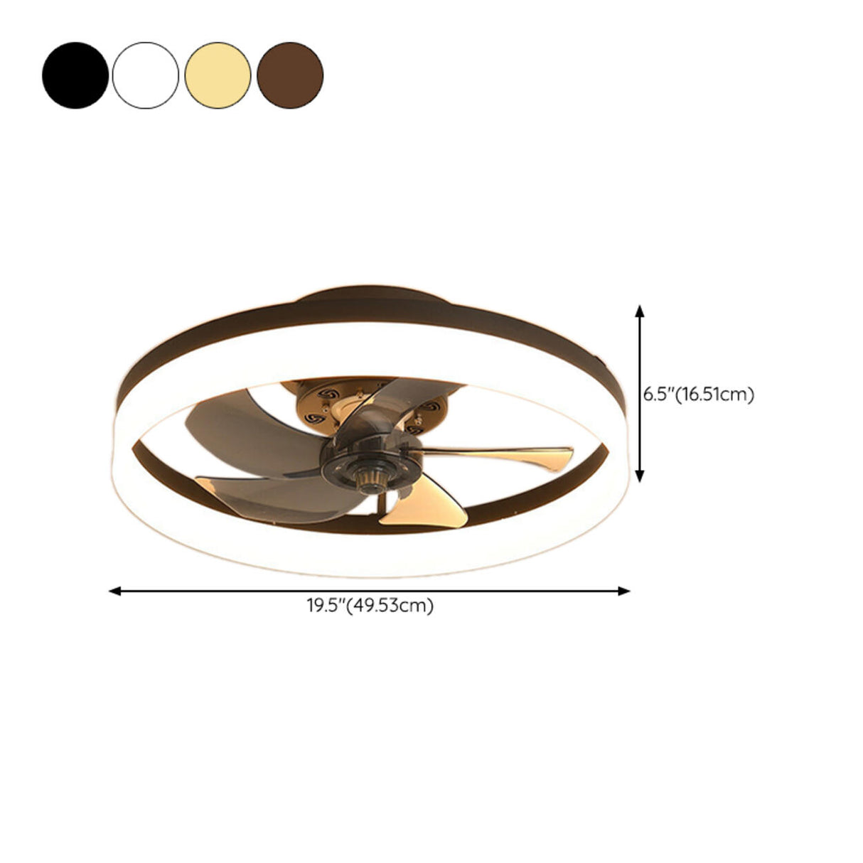 Modern Ring Hidden Blades LED Ceiling Fan with Light Image - 22