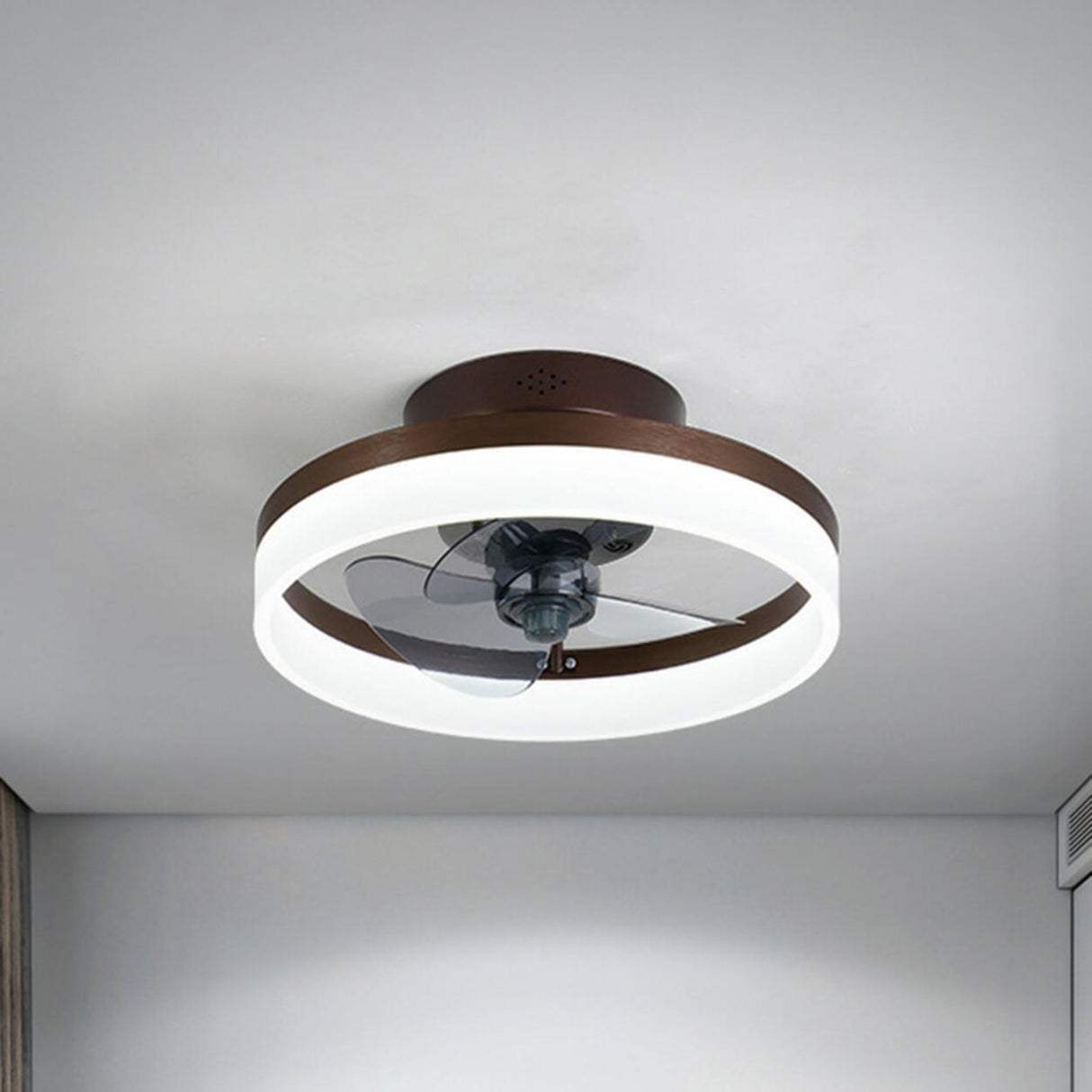 Modern Ring Hidden Blades LED Ceiling Fan with Light Image - 7