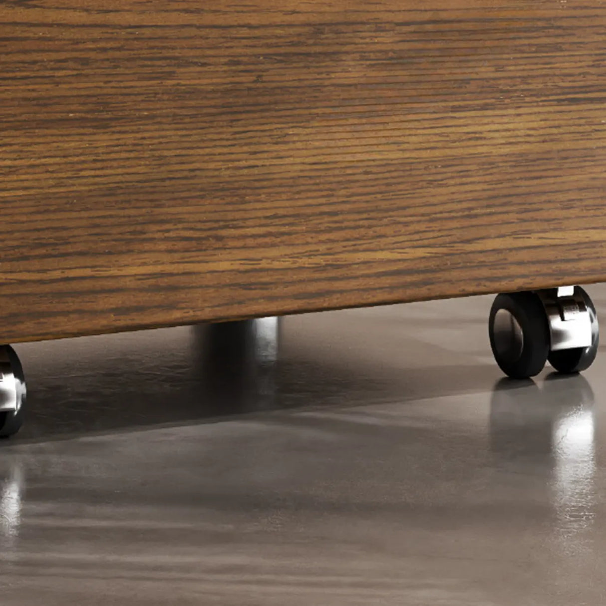 Modern Rolling Caster Wood White Nightstand with Drawers Image - 15