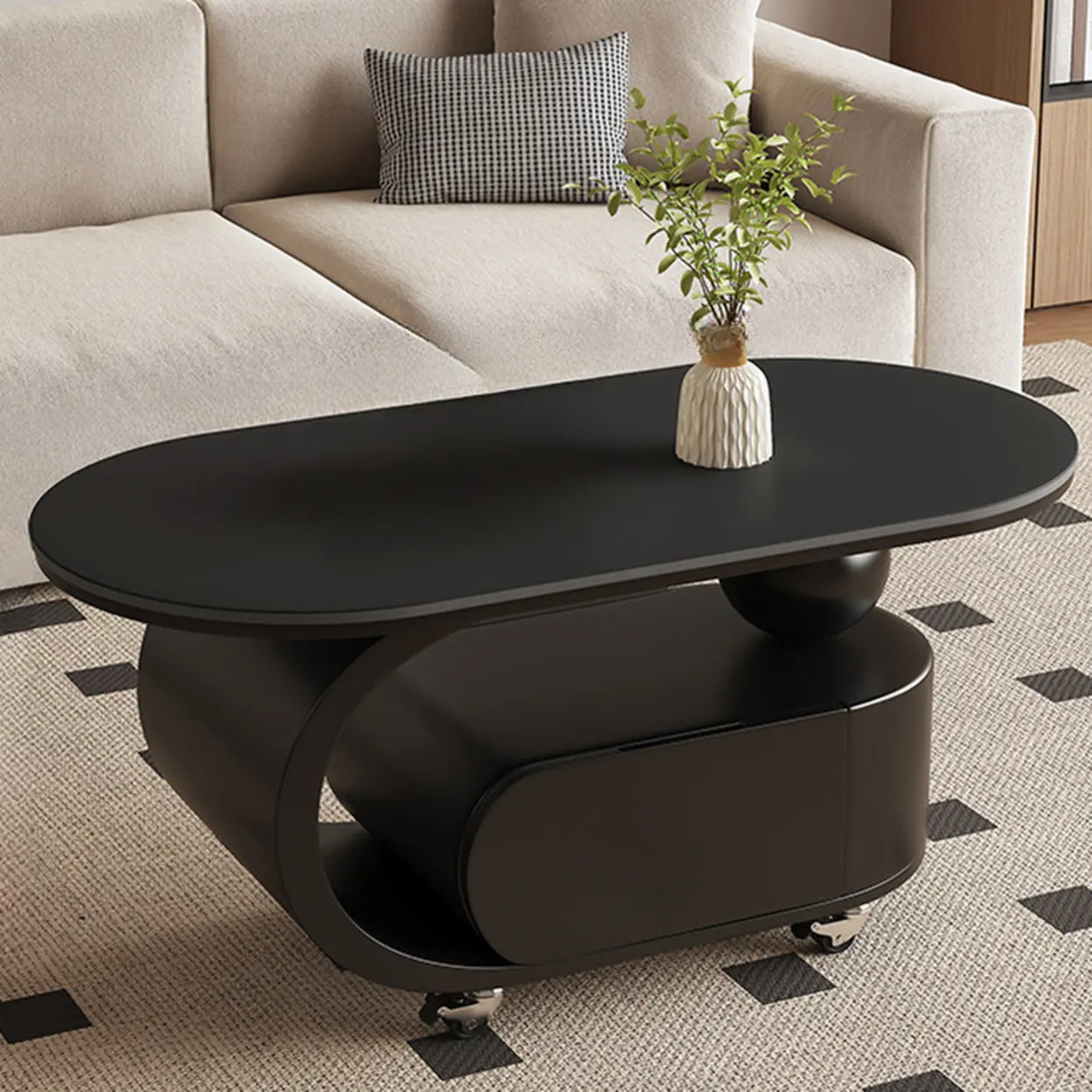 Modern Rolling Coffee Table with Storage and Sleek Design Image - 13