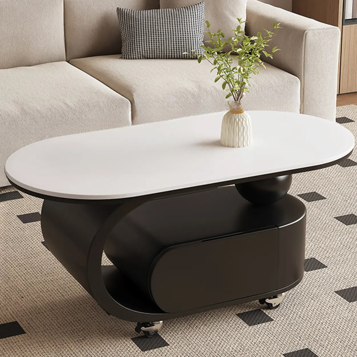 Modern Rolling Coffee Table with Storage and Sleek Design Image - 5