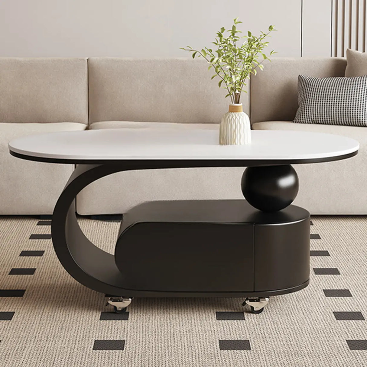Modern Rolling Coffee Table with Storage and Sleek Design Image - 8