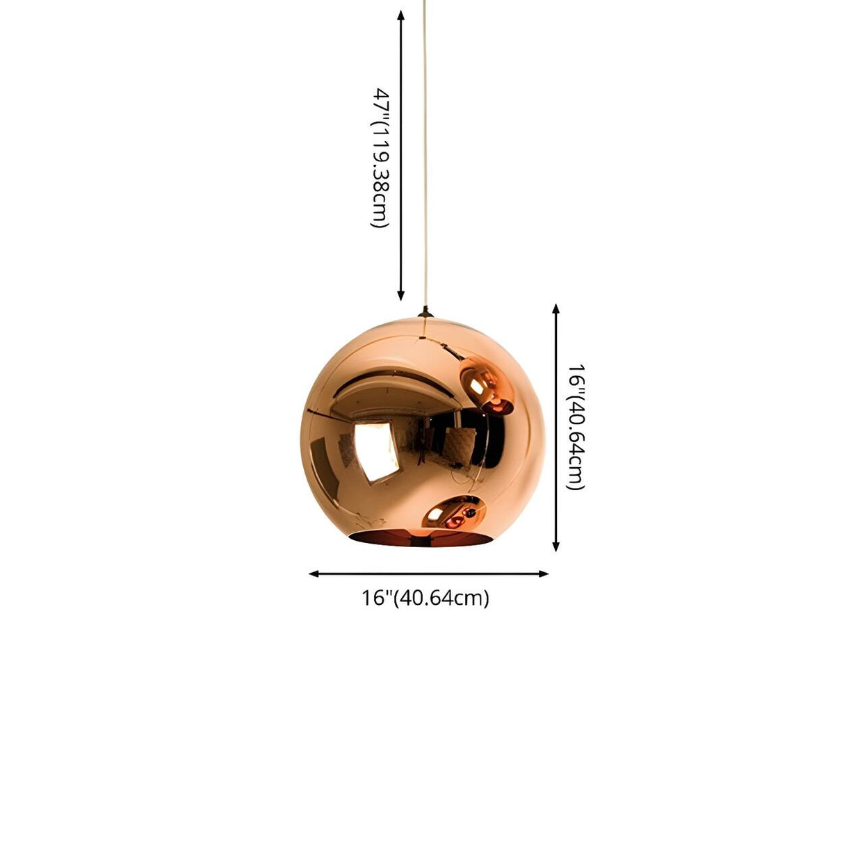 Modern Rose Gold Mirrored Glass Globe Bar Pendant Light