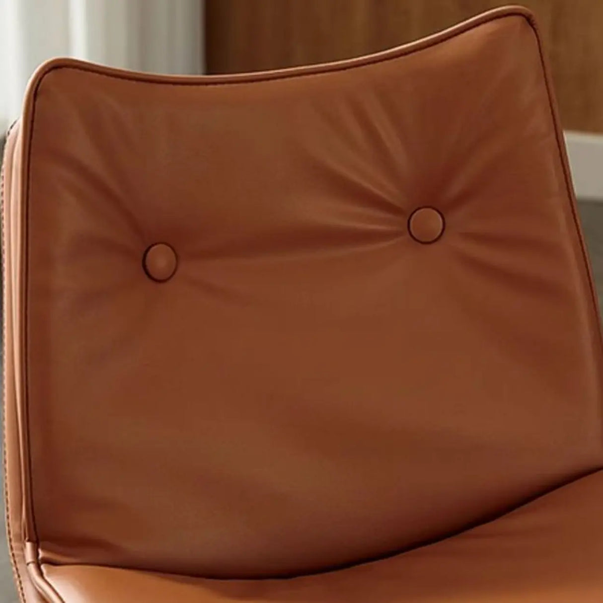 Modern Rotating Brown Leather Barrel Bar Stools with Back Image - 5