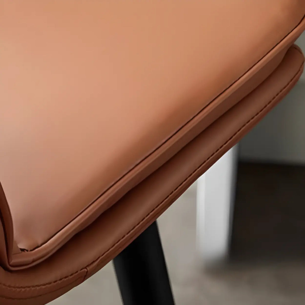 Modern Rotating Brown Leather Barrel Bar Stools with Back Image - 6