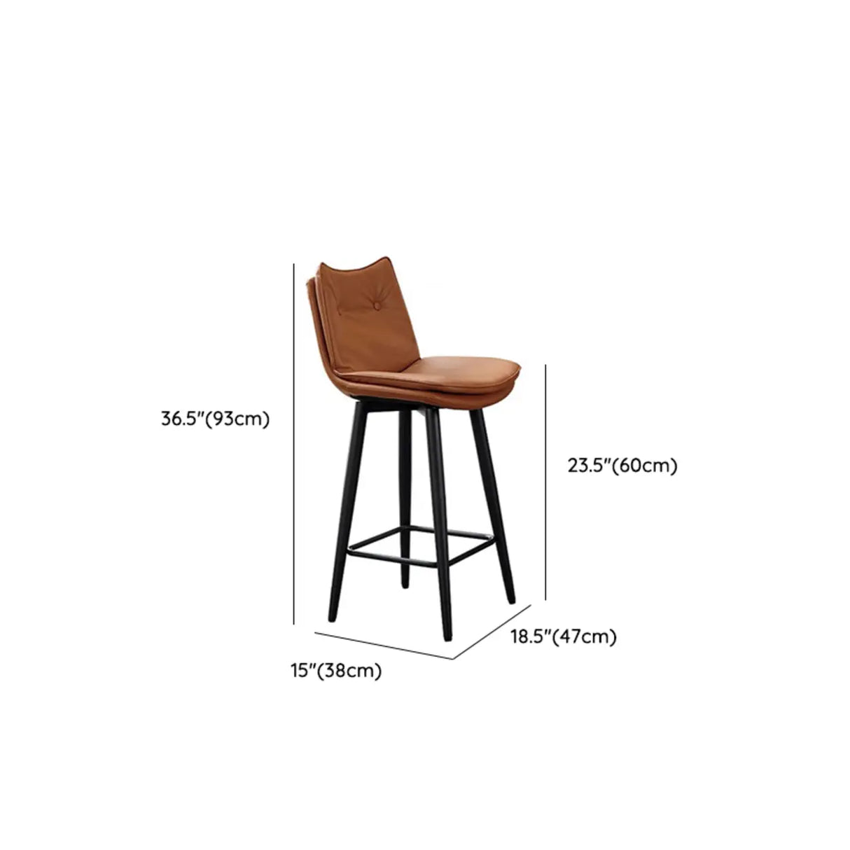 Modern Rotating Brown Leather Barrel Bar Stools with Back Image - 8
