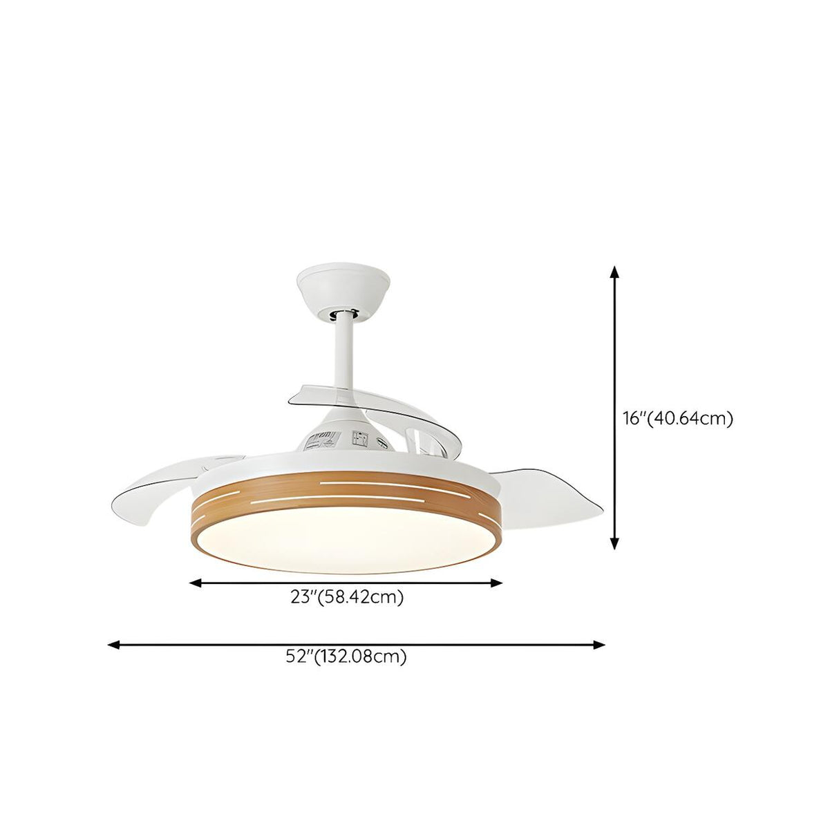 Modern Round 3 Retractable Blade Ceiling Fan with Light Image - 13