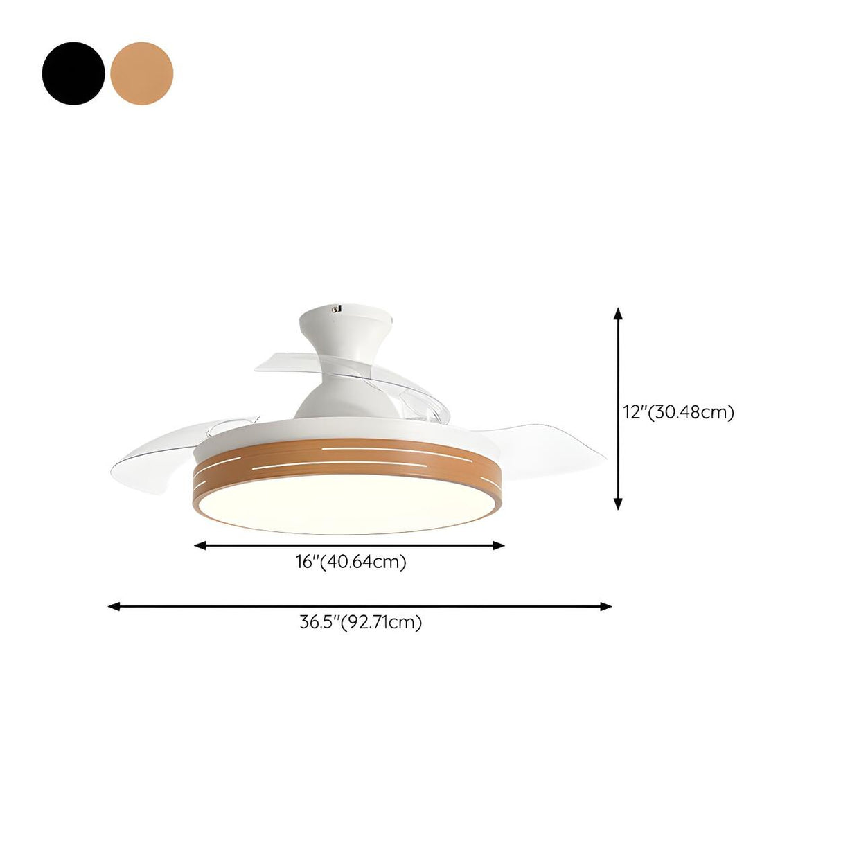 Modern Round 3 Retractable Blade Ceiling Fan with Light Image - 14