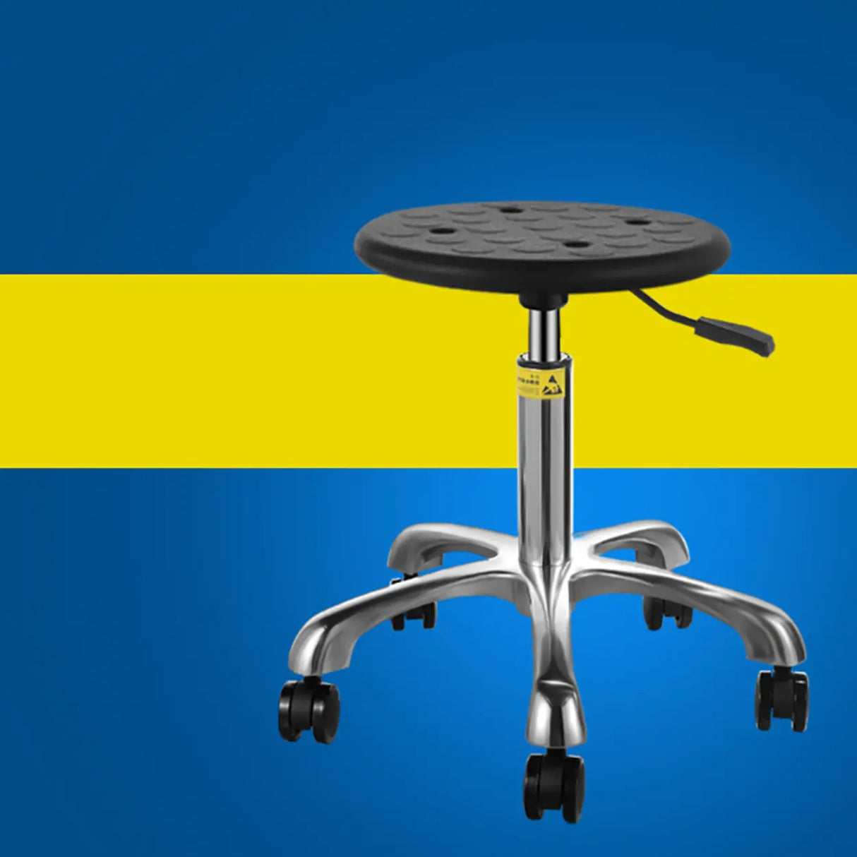 Modern Round Alloy Office Stool Black Adjustable Height Image - 1