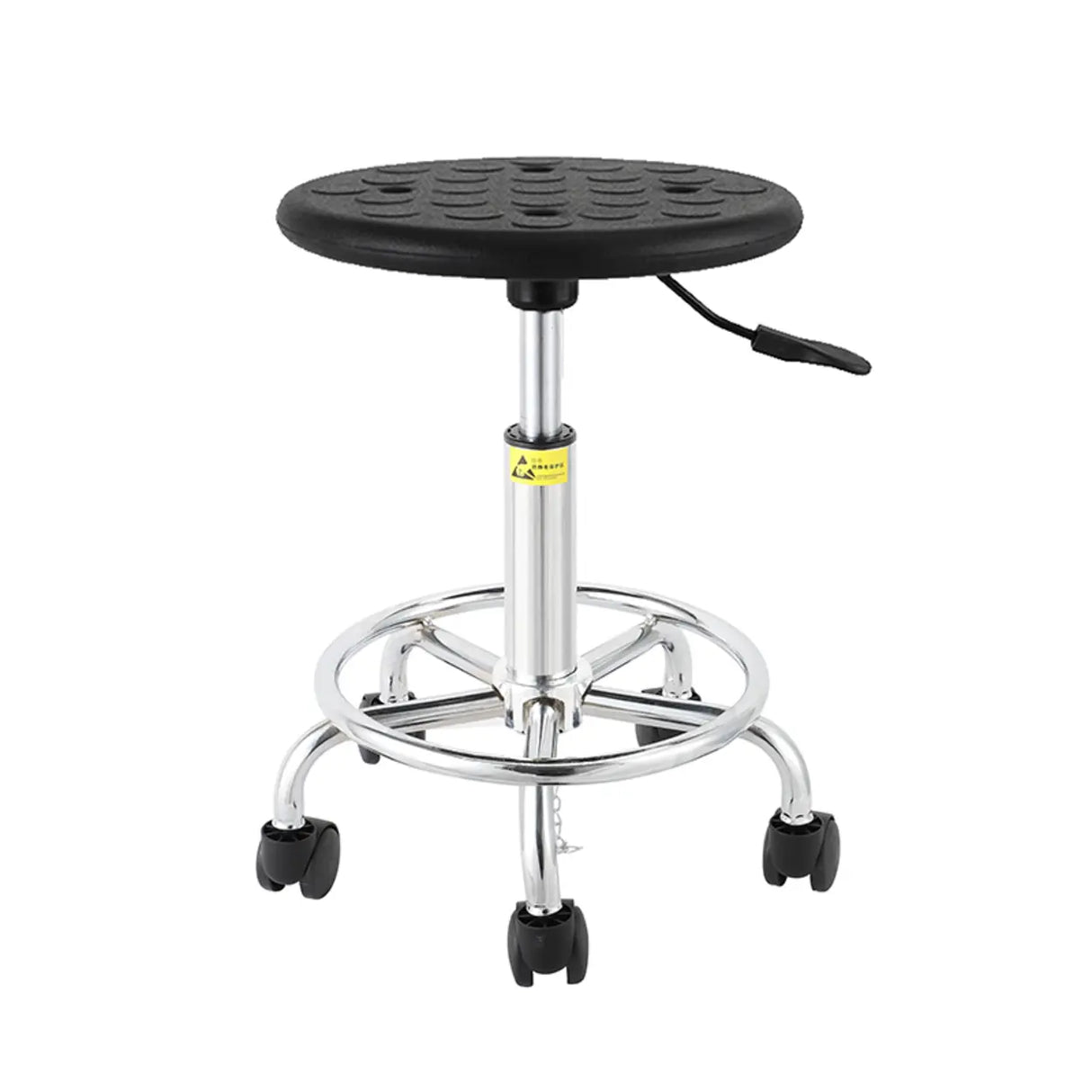 Modern Round Alloy Office Stool Black Adjustable Height Image - 11