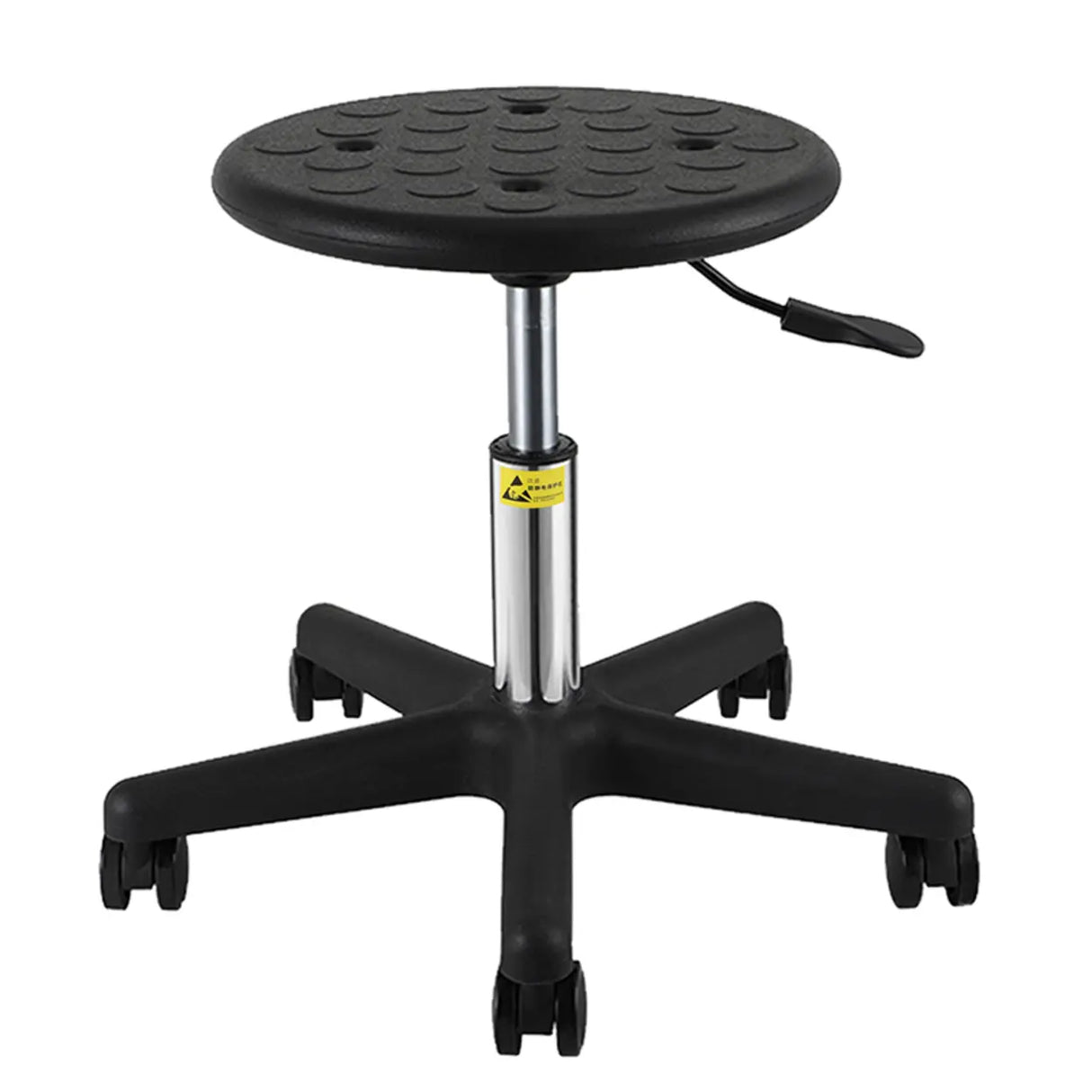 Modern Round Alloy Office Stool Black Adjustable Height Image - 15