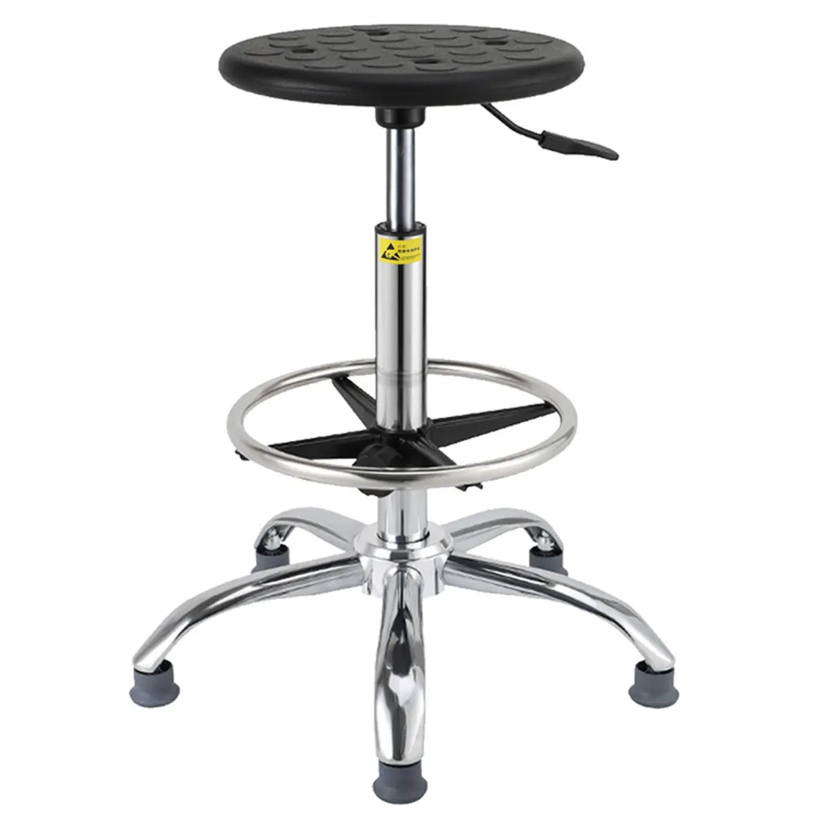Modern Round Alloy Office Stool Black Adjustable Height Image - 19
