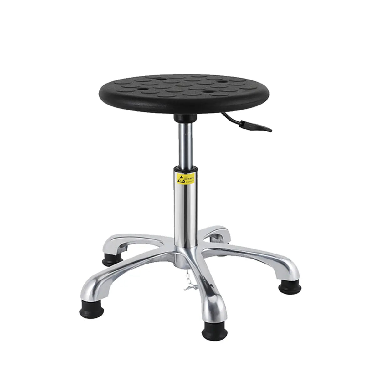 Modern Round Alloy Office Stool Black Adjustable Height Image - 2