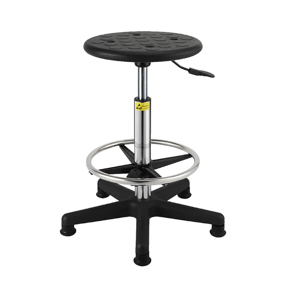 Modern Round Alloy Office Stool Black Adjustable Height Image - 21
