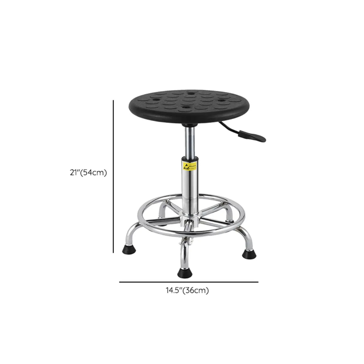 Modern Round Alloy Office Stool Black Adjustable Height