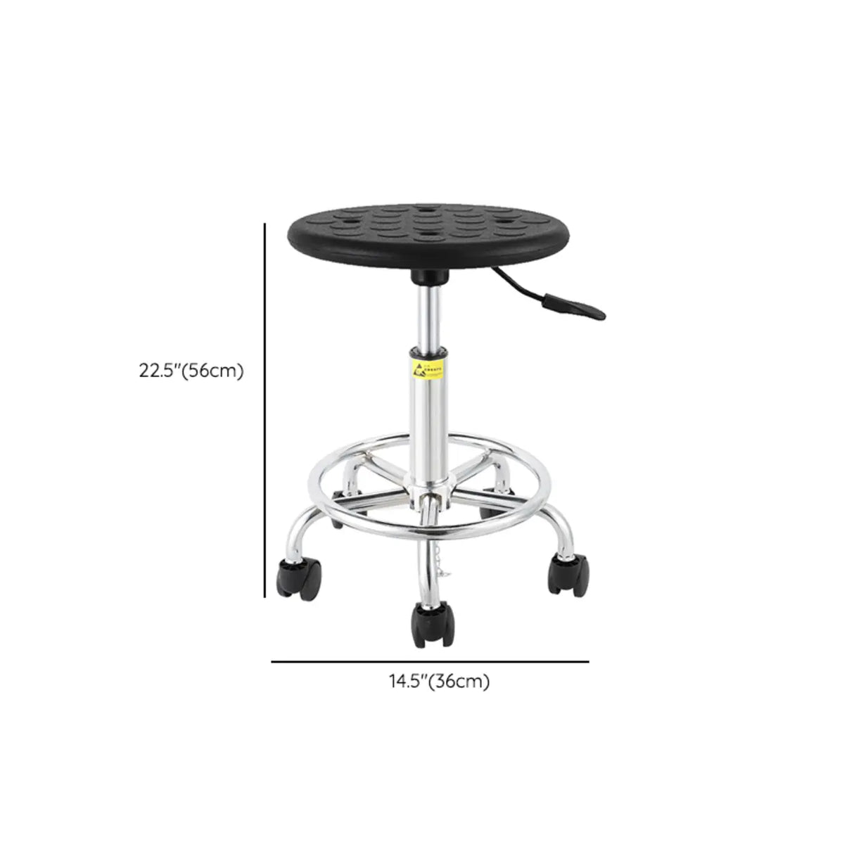 Modern Round Alloy Office Stool Black Adjustable Height Image - 25