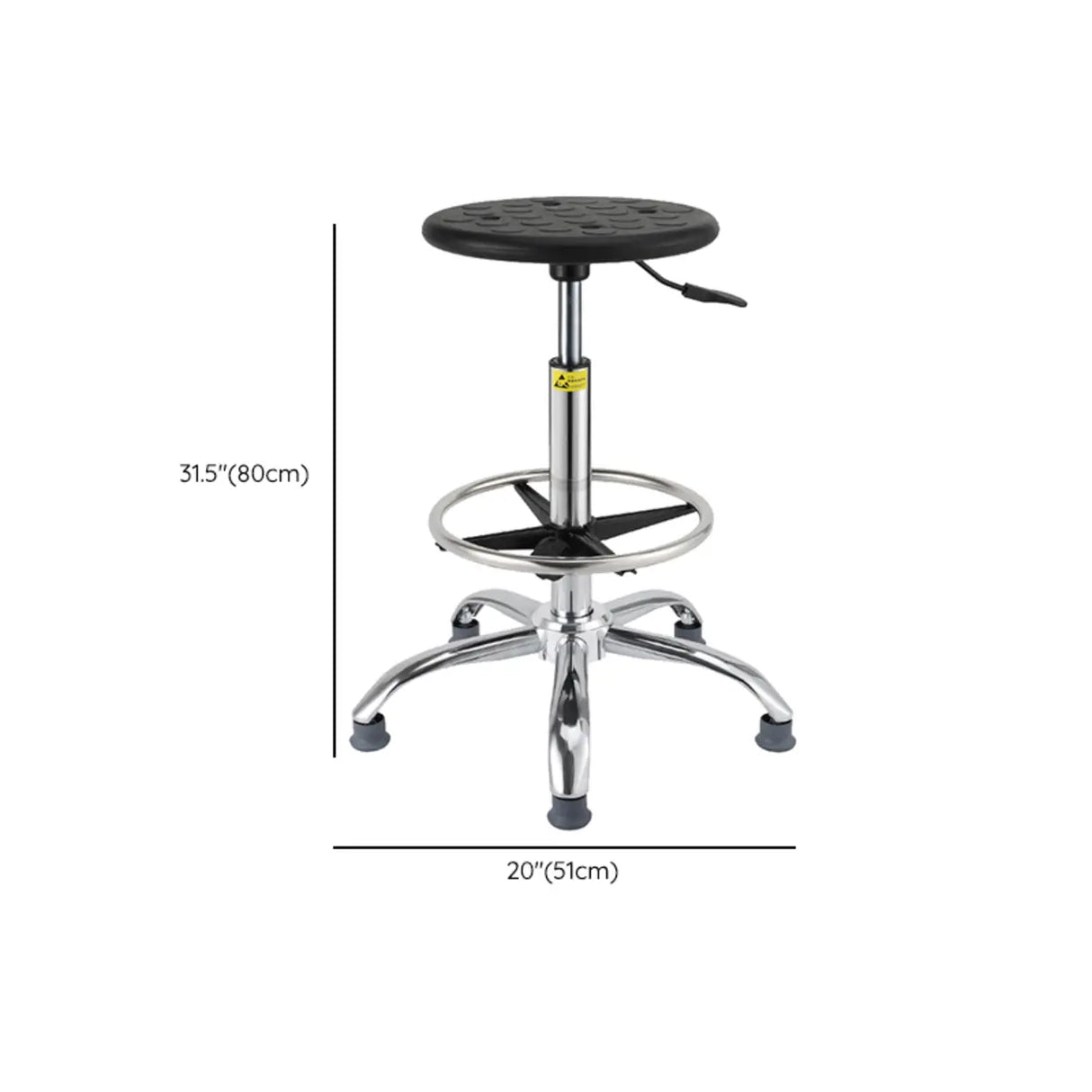 Modern Round Alloy Office Stool Black Adjustable Height Image - 28