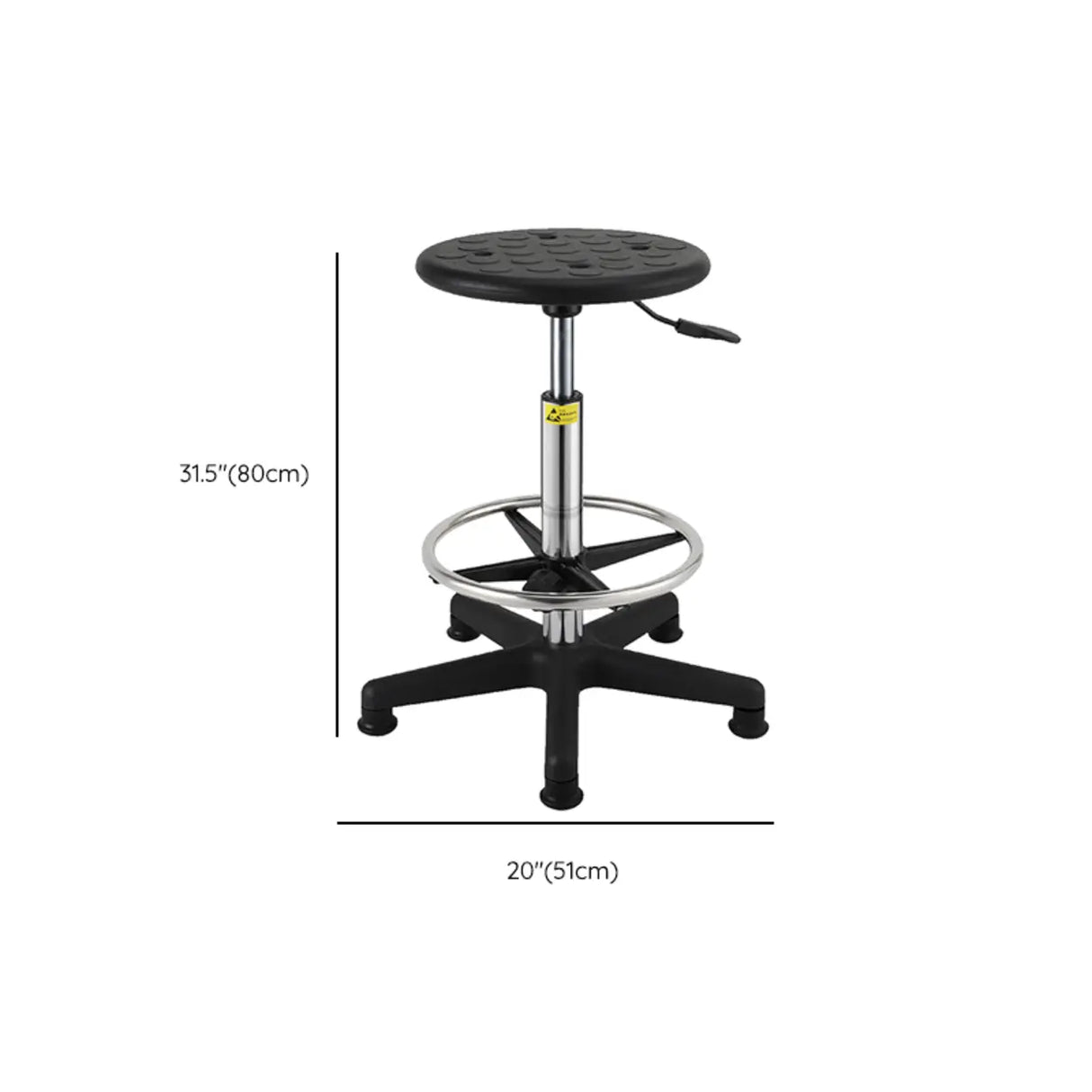 Modern Round Alloy Office Stool Black Adjustable Height Image - 29