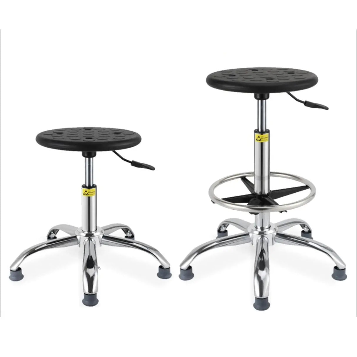Modern Round Alloy Office Stool Black Adjustable Height Image - 3