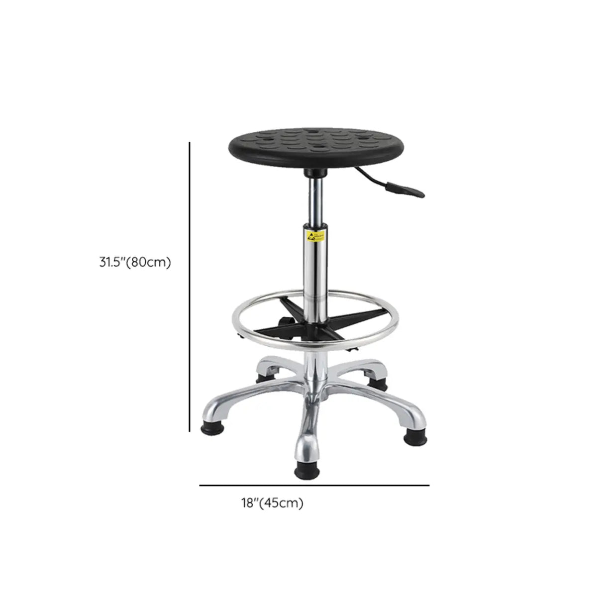 Modern Round Alloy Office Stool Black Adjustable Height Image - 34