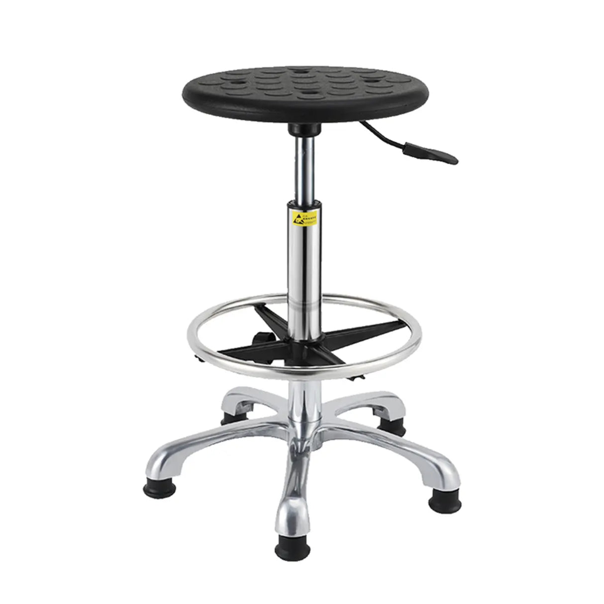 Modern Round Alloy Office Stool Black Adjustable Height Image - 4