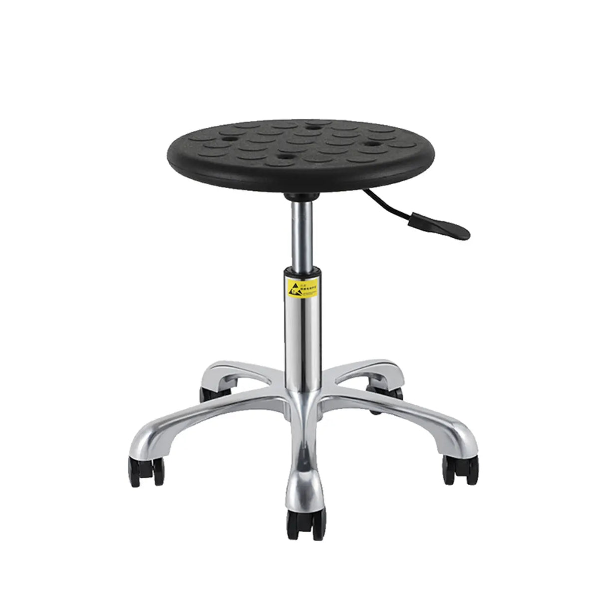 Modern Round Alloy Office Stool Black Adjustable Height Image - 6