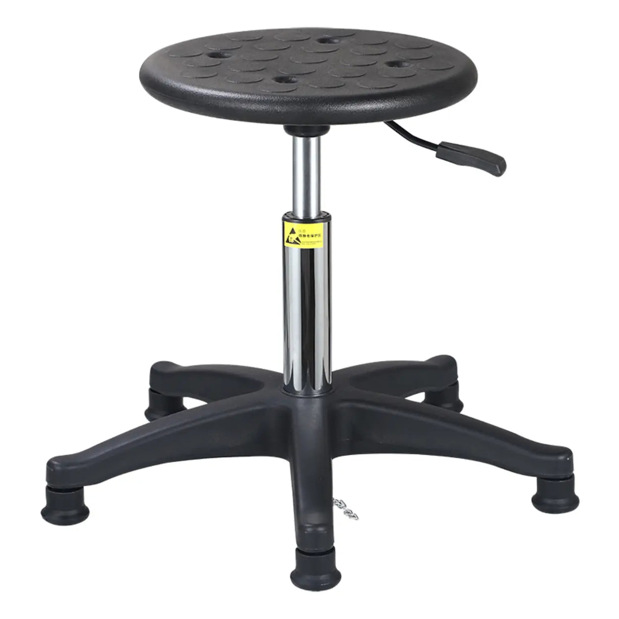 Modern Round Alloy Office Stool Black Adjustable Height Image - 8