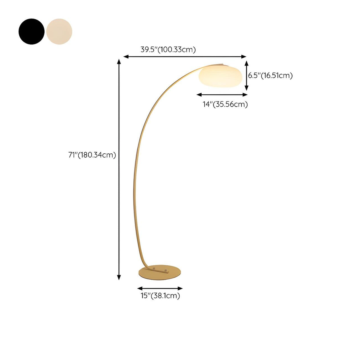 Modern Round and Black Arched Metal LED Floor Lamp