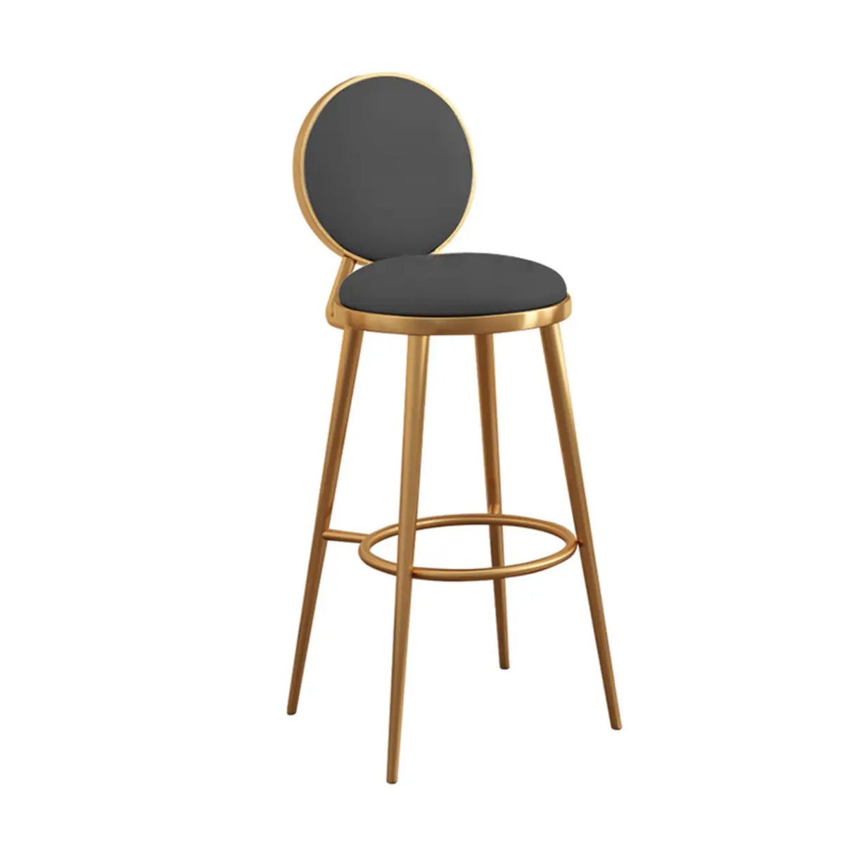 Modern Round-Back Metal Counter Height Bar Stool with Footrest Image - 10