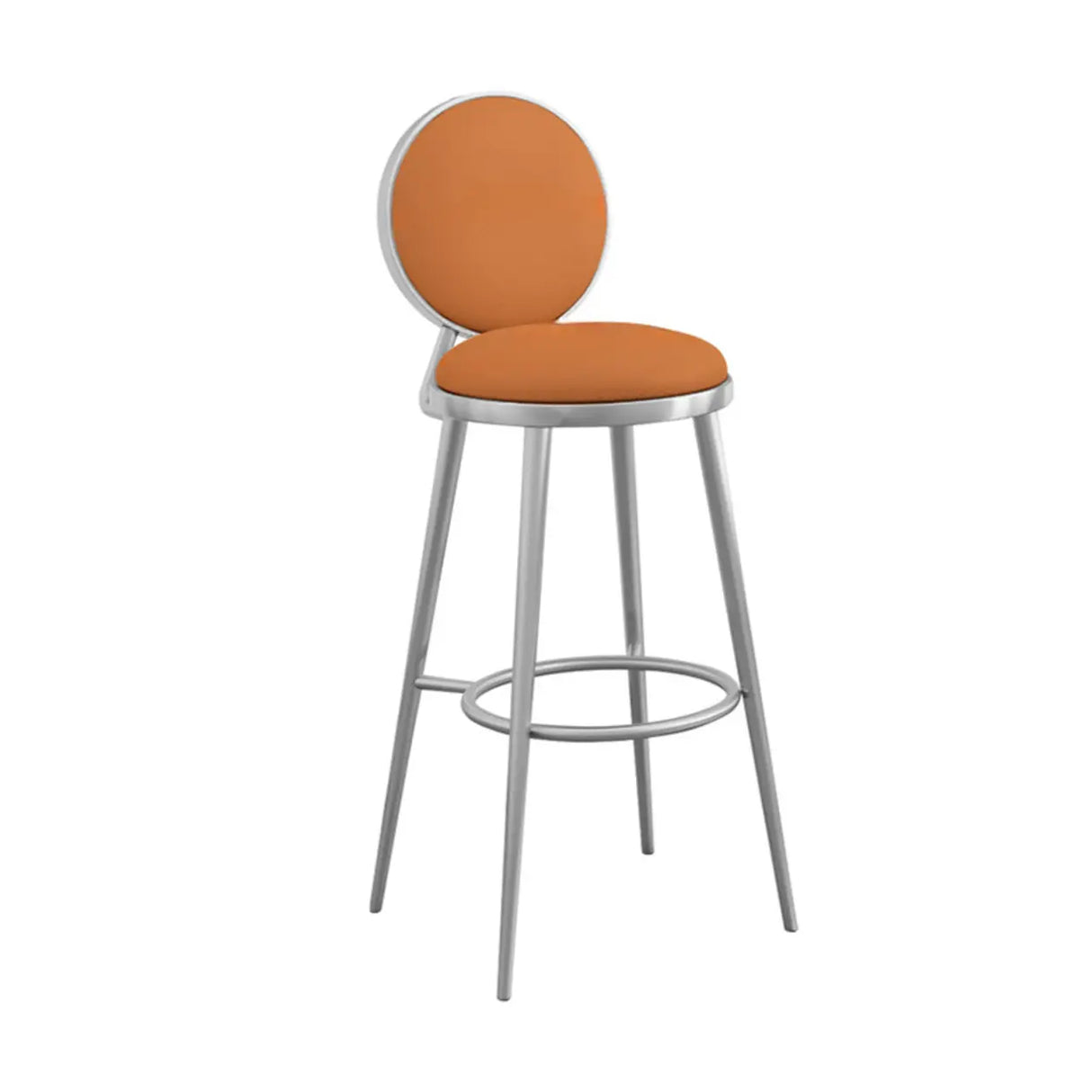 Modern Round-Back Metal Counter Height Bar Stool with Footrest Image - 13