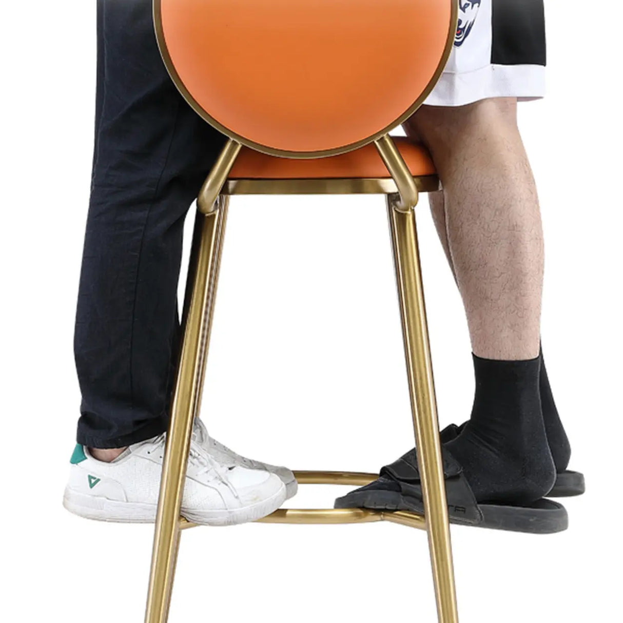 Modern Round-Back Metal Counter Height Bar Stool with Footrest Image - 14
