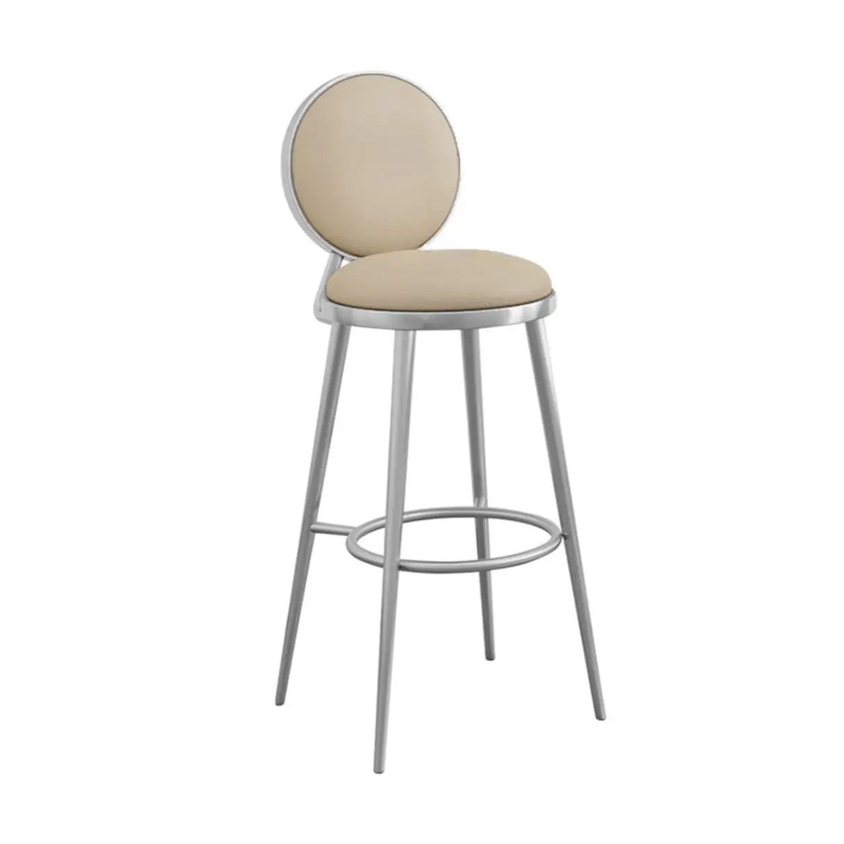 Modern Round-Back Metal Counter Height Bar Stool with Footrest Image - 15