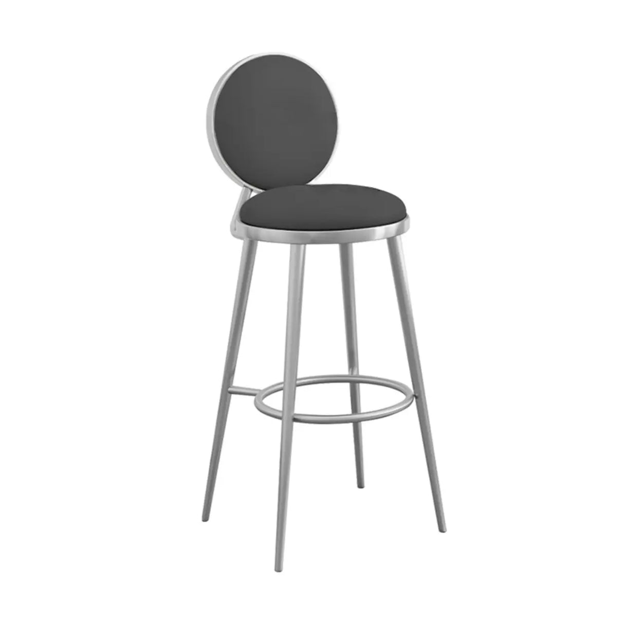 Modern Round-Back Metal Counter Height Bar Stool with Footrest Image - 17