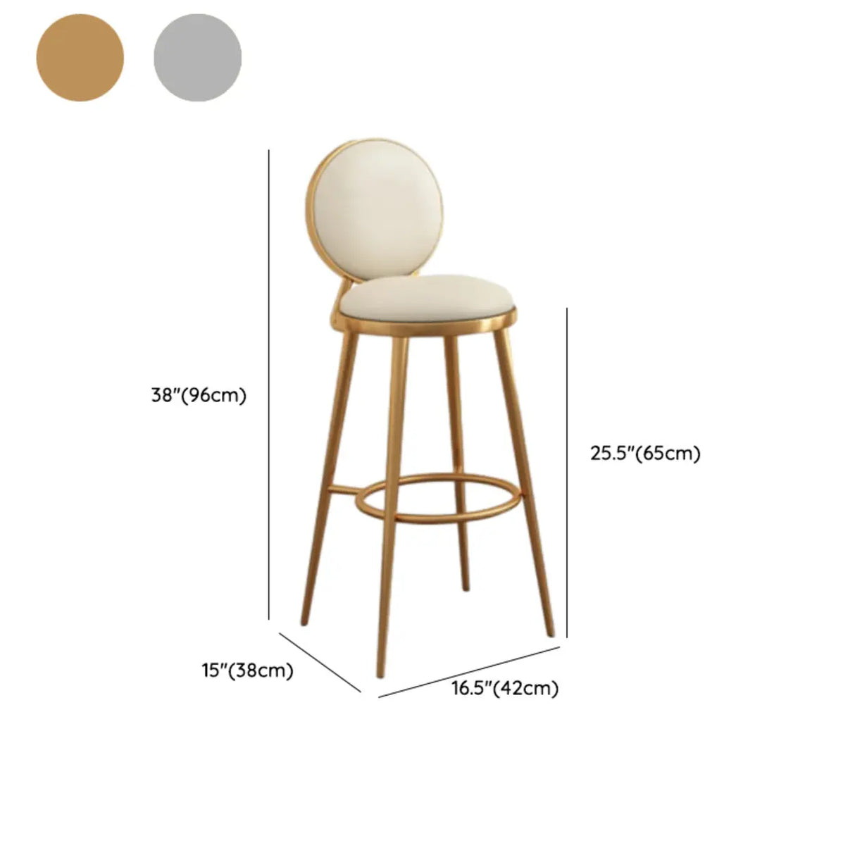 Modern Round-Back Metal Counter Height Bar Stool with Footrest