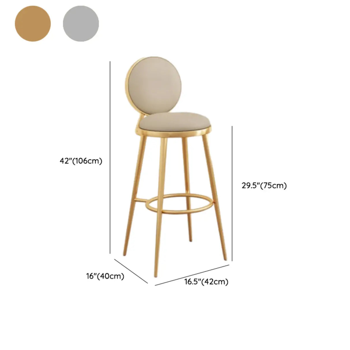 Modern Round-Back Metal Counter Height Bar Stool with Footrest Image - 28
