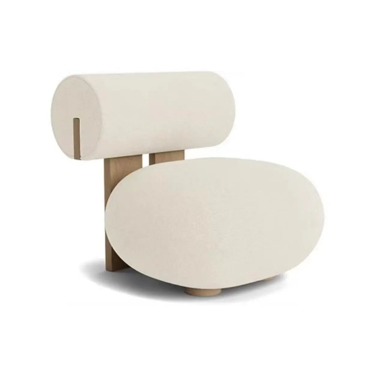 Modern Round Barrel Off-White Sherpa Medium Lounge Accent Chair Image - 2