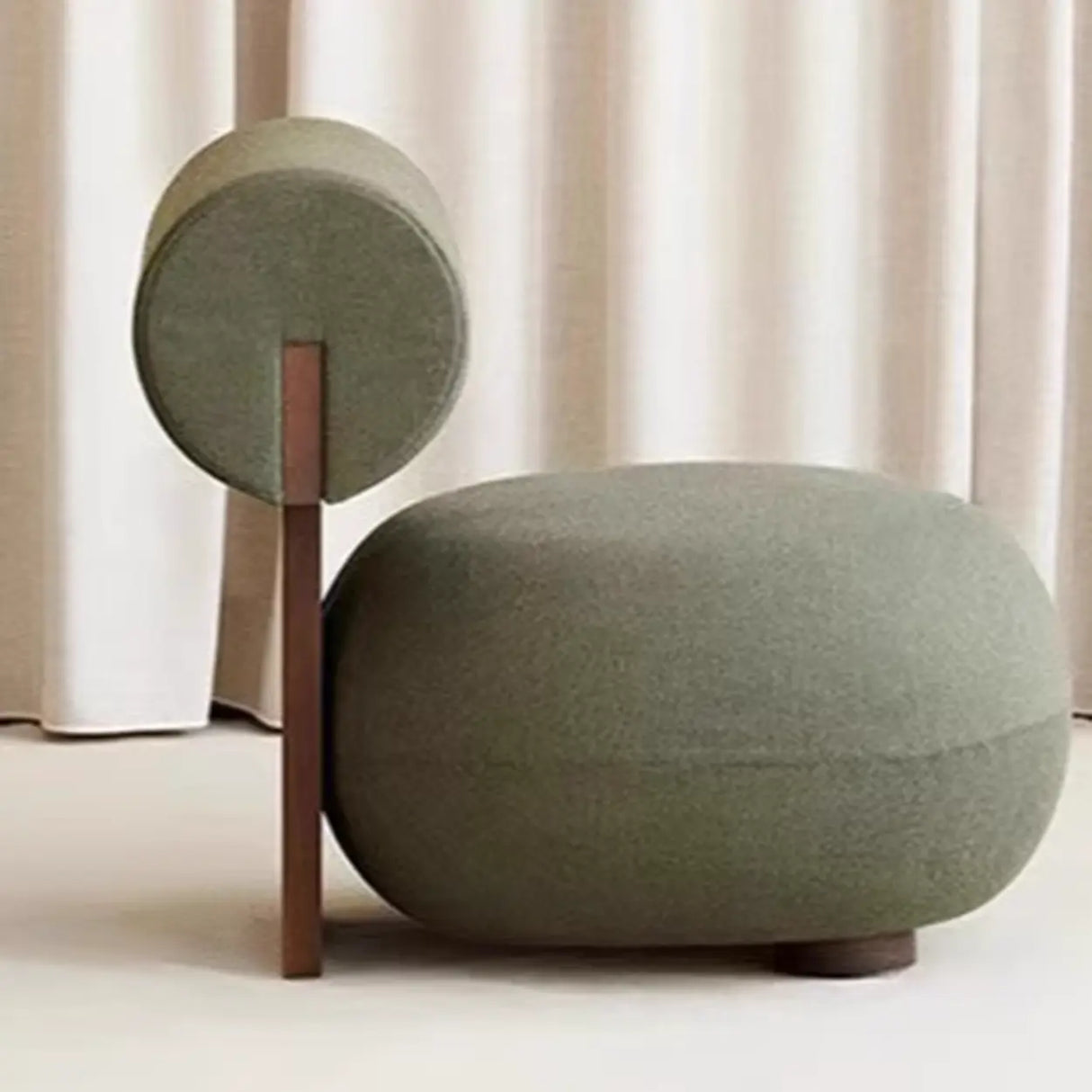 Modern Round Barrel Off-White Sherpa Medium Lounge Accent Chair Image - 3