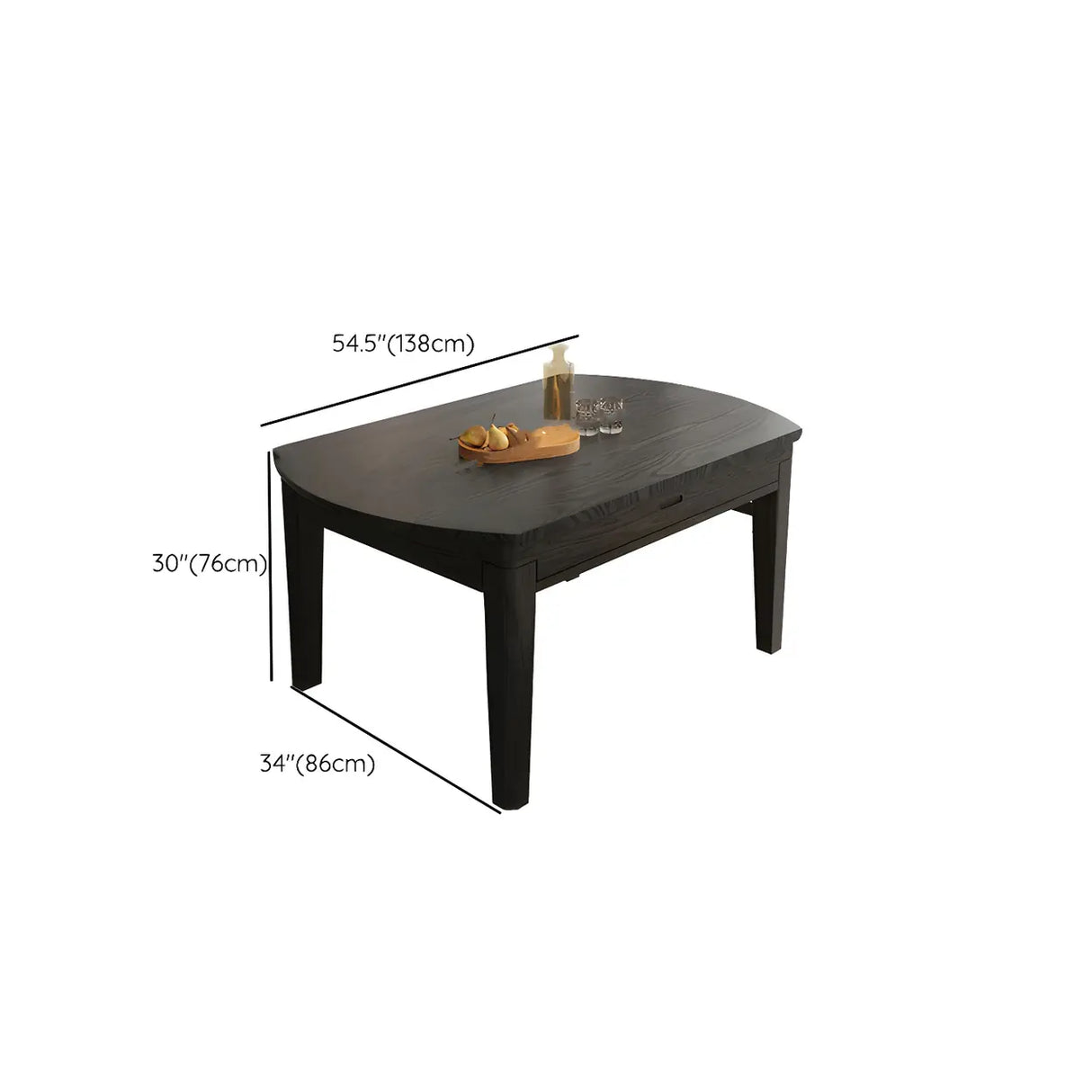 Modern Round Black Ash Dining Table with Drop Leaf Extension
