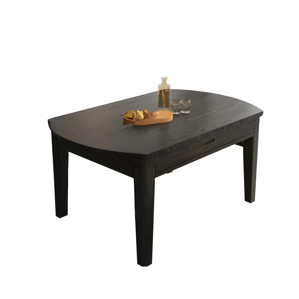 Modern Round Black Ash Dining Table with Drop Leaf Extension Image - 6