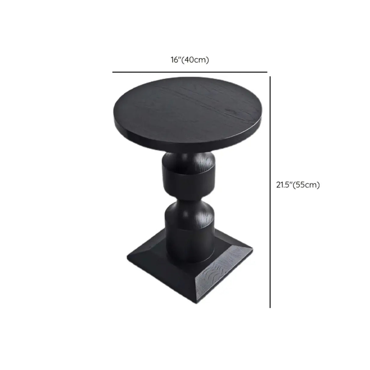 Modern Round Black Wood Pedestal Base Coffee End Table
