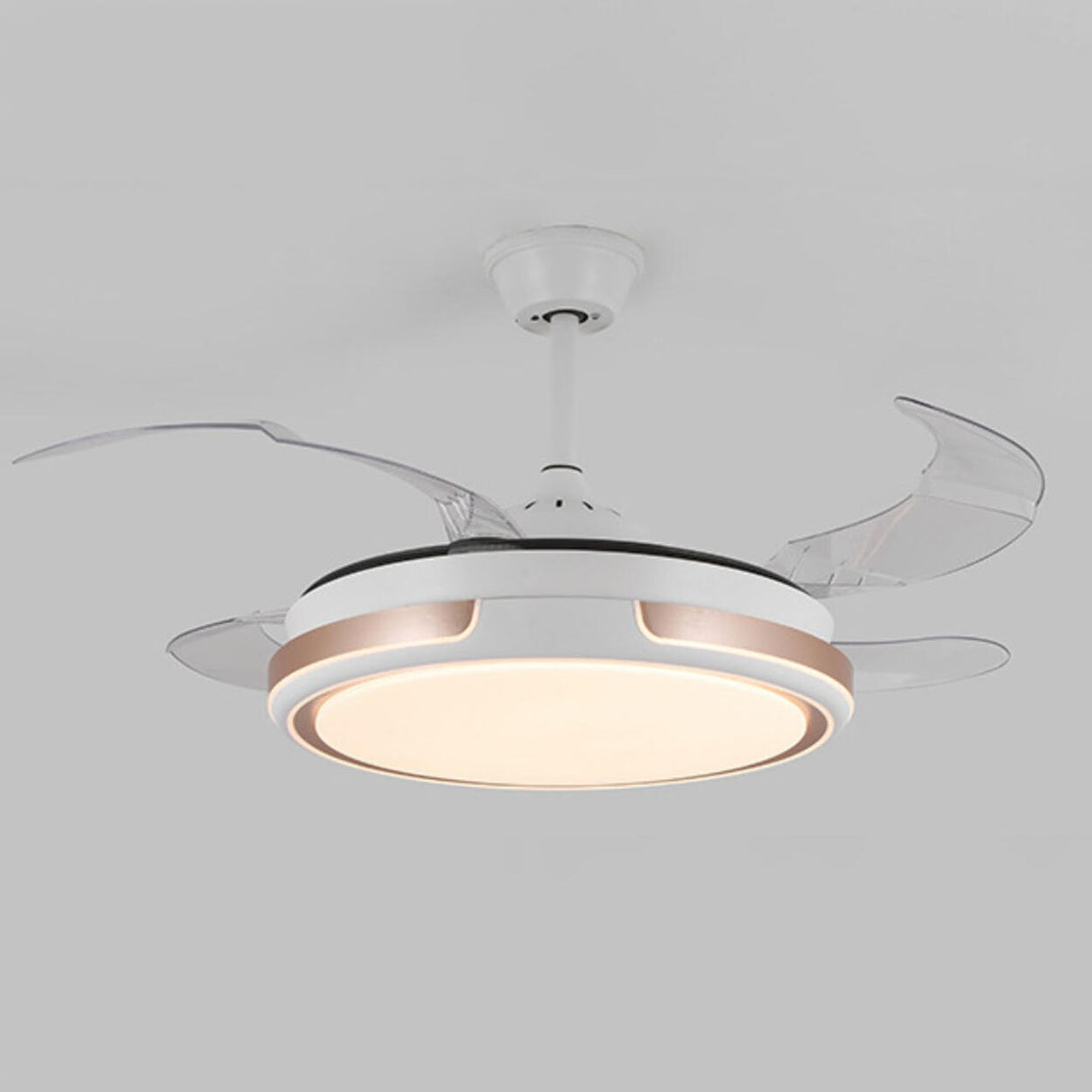 Modern Round Clear Blade Dimming Ceiling Fan with Light Image - 11