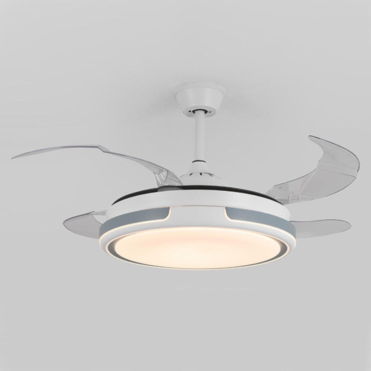 Modern Round Clear Blade Dimming Ceiling Fan with Light Image - 12