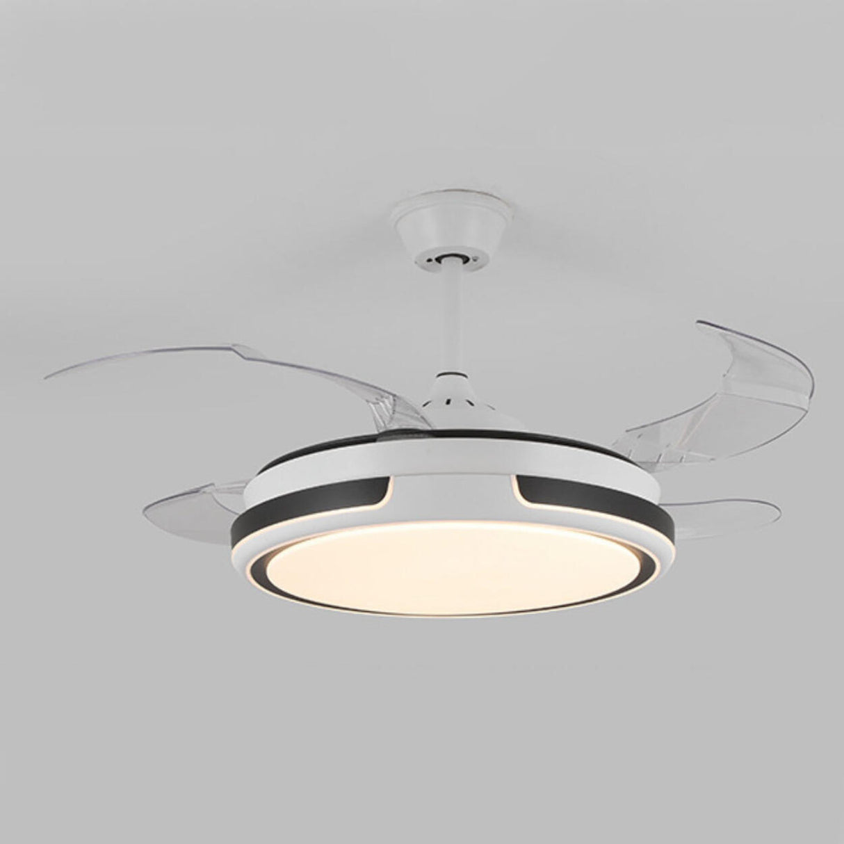 Modern Round Clear Blade Dimming Ceiling Fan with Light Image - 13