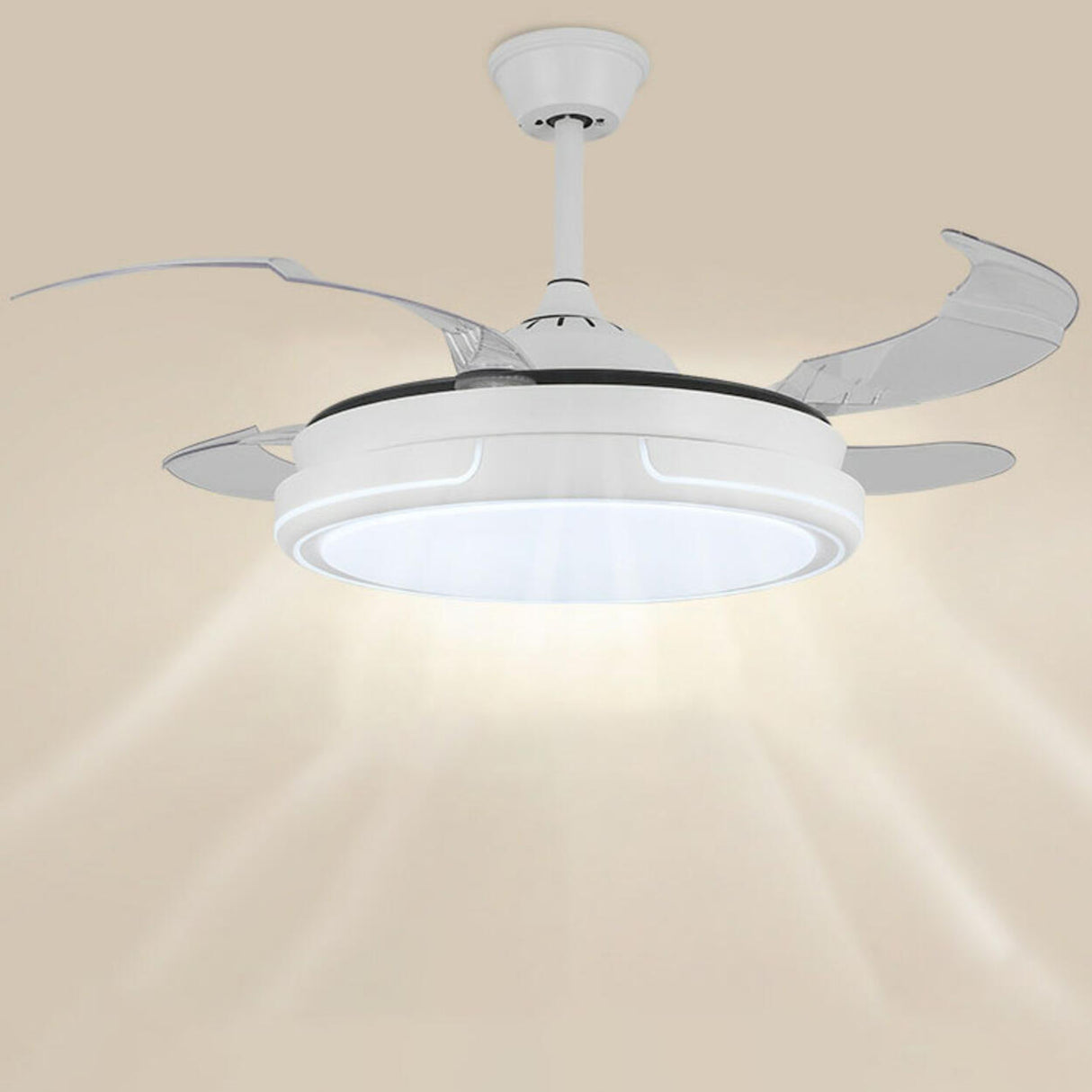 Modern Round Clear Blade Dimming Ceiling Fan with Light Image - 14
