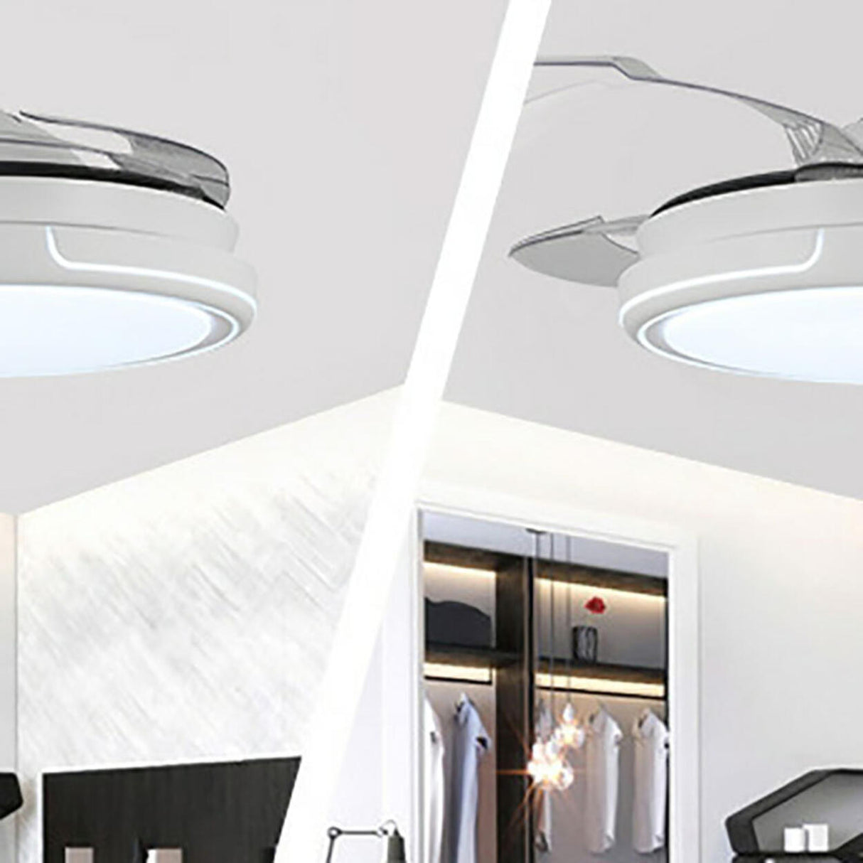 Modern Round Clear Blade Dimming Ceiling Fan with Light Image - 18