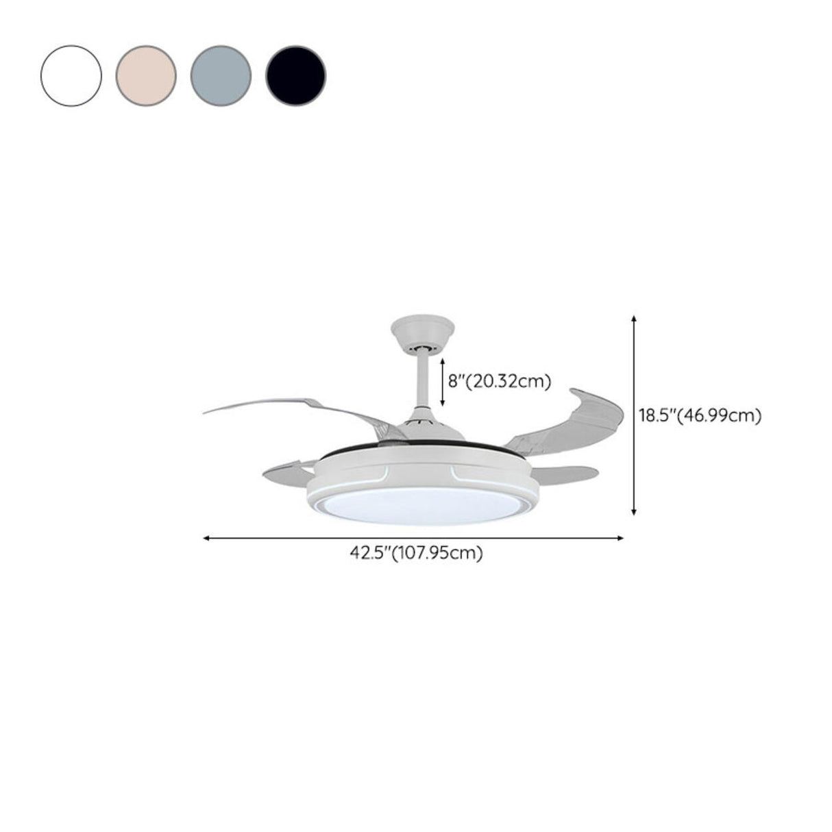 Modern Round Clear Blade Dimming Ceiling Fan with Light Image - 22