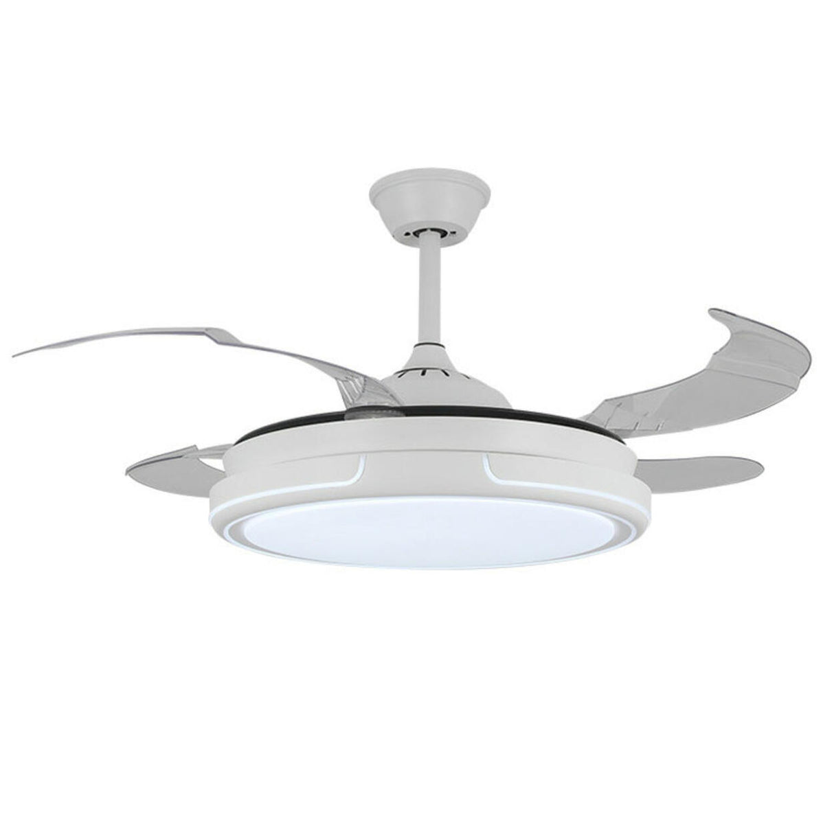 Modern Round Clear Blade Dimming Ceiling Fan with Light Image - 5