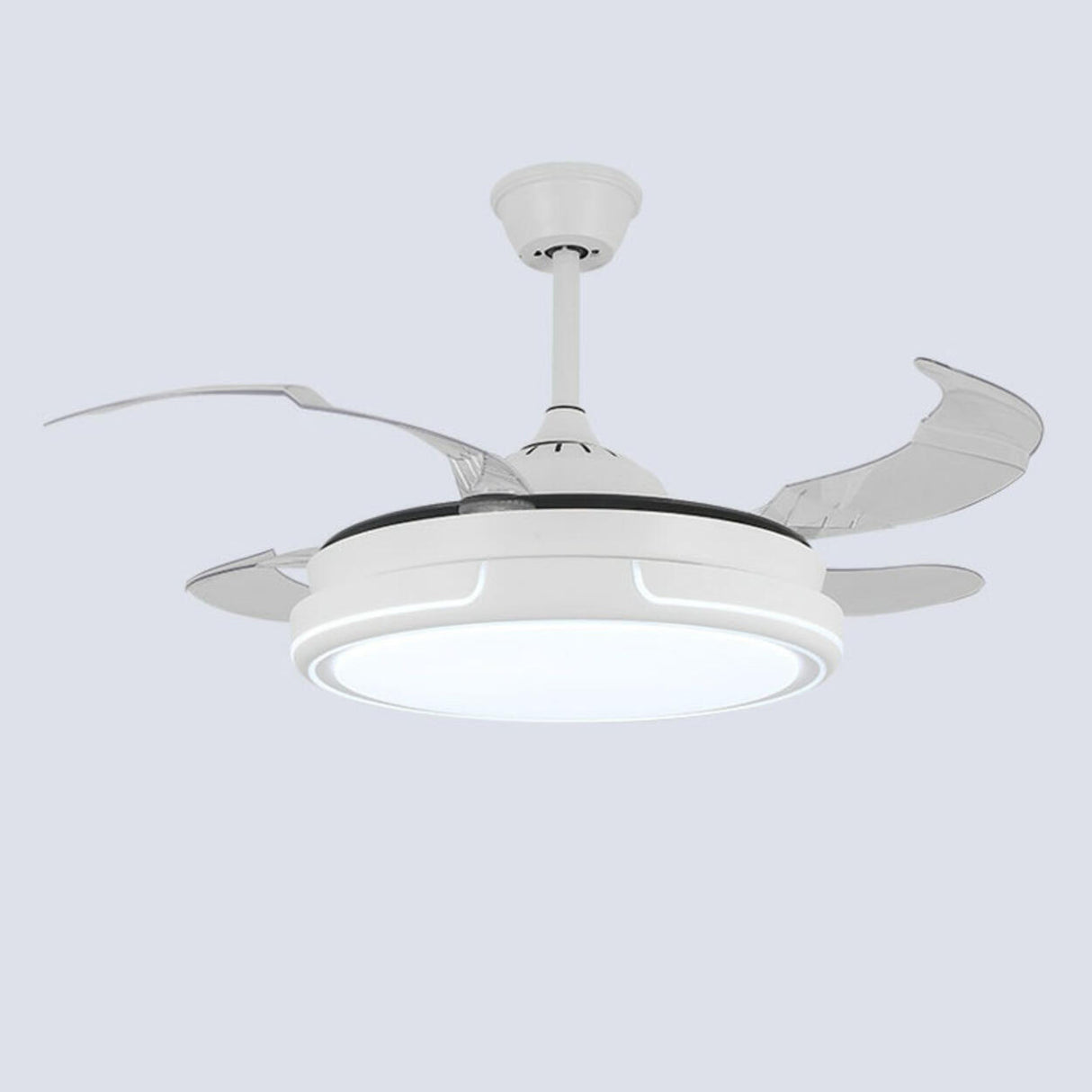 Modern Round Clear Blade Dimming Ceiling Fan with Light Image - 6